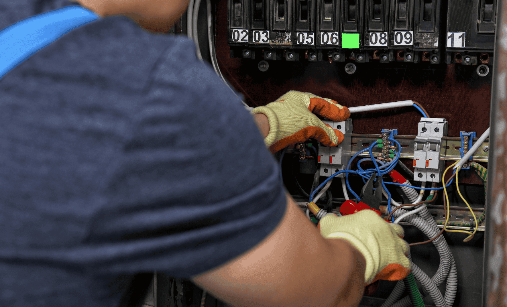 Electrician wiring fuse box