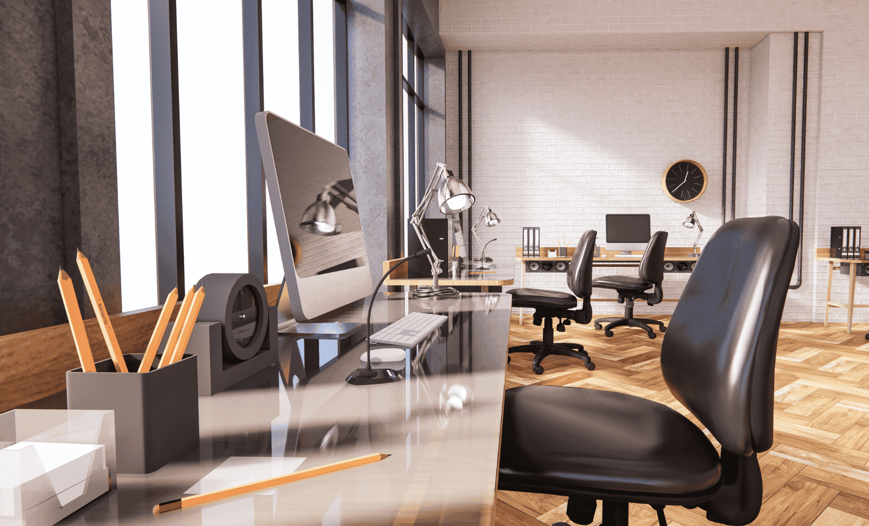 Modern office with desks and chairs