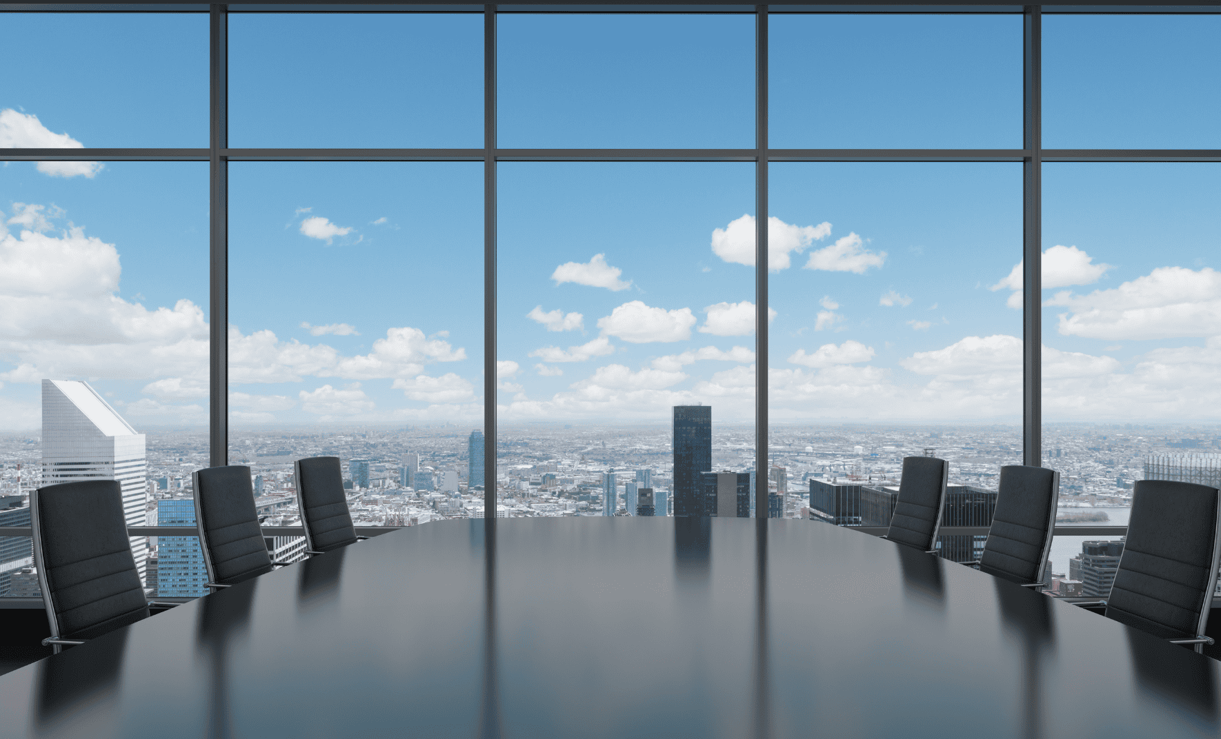 City view from modern conference room